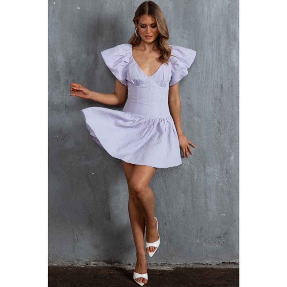 One And Only Lavender Drop Waist Short Sleeve Mini Dress